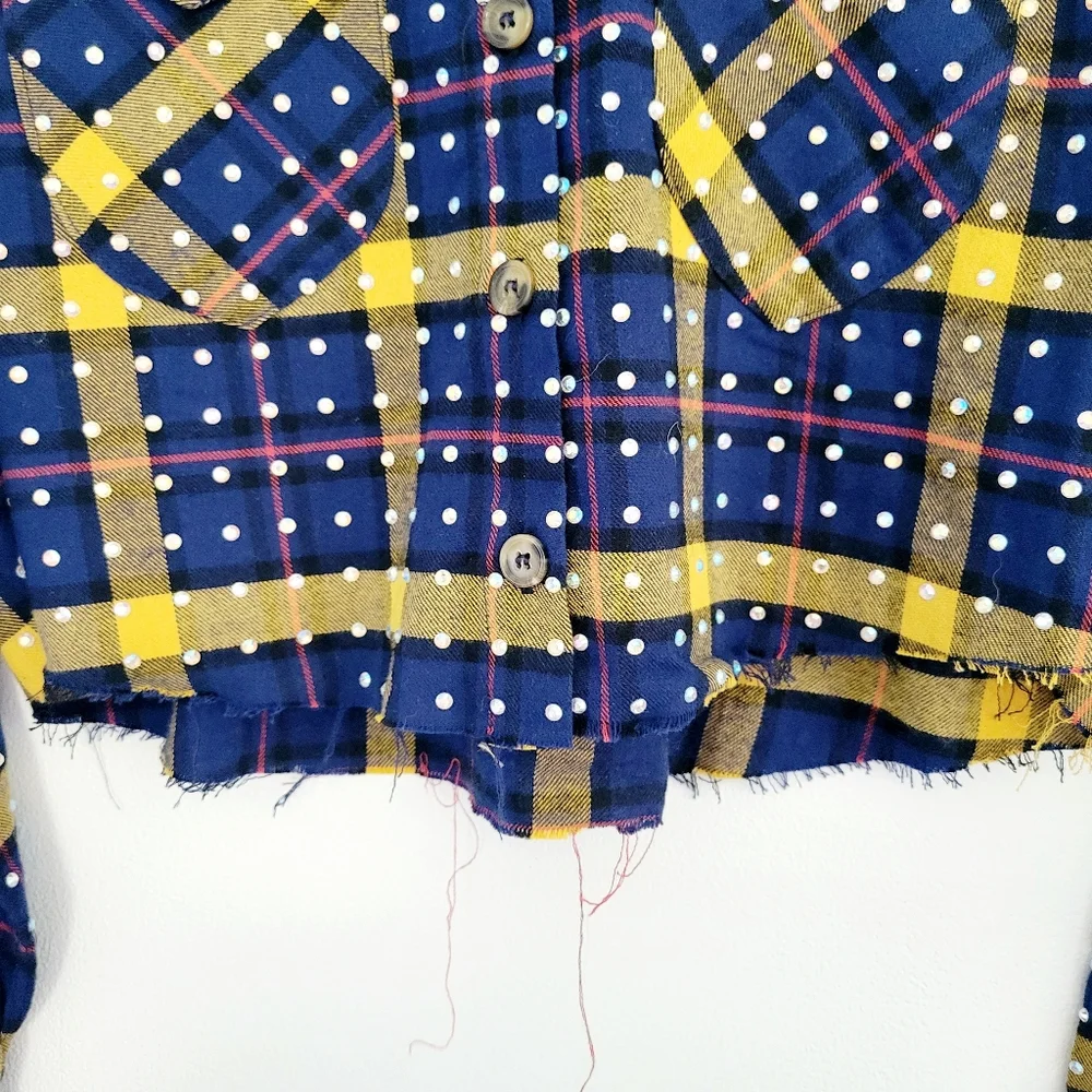 NWT Frankie B Rhinestone Jacket Plaid Flannel LA Streetwear RODEO FESTIVAL Rare